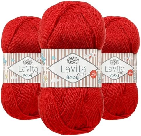 LaVita Baby Premium Anti-Pill Acrylic Yarn - 820 Yards, 3 x 3.5 oz