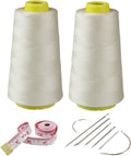 2 Spools Sewing Thread Kit Beige Polyester Sewing Thread Spools