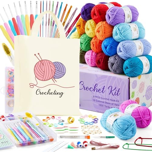 INSCRAFT Crochet Kit, 18 Large Acrylic Yarn Skeins, 1800 Yards