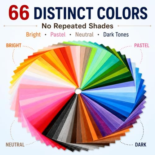66pcs 8x12 Inch Assorted Color Craft Felt Nonwoven Fabric