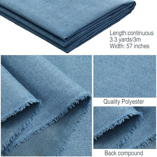 Grey Blue Faux Linen Fabric 57in x 3.3yd Upholstery Fabric by the Yard