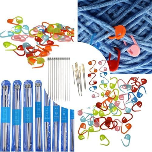 Xmas Stainless Steel Straight Knitting Needles Set for Beginners 61pcs