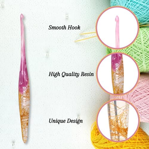 Divit Shilp Ergonomic Handle Crochet Hooks | Handcrafted 7’’ Resin