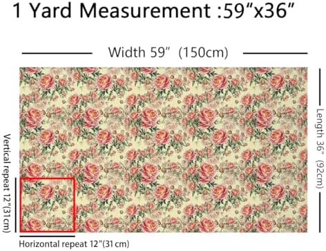 Retro Flowers Fabric by The Yard Pink Wild Blooming Floral No Stretch