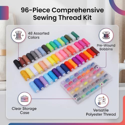 Cryfokt 48 Colors Sewing Thread Kit with Prewound Bobbins
