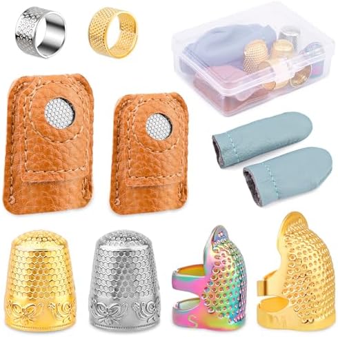 10 Pcs Sewing Thimbles for Hand Sewing, Leather Thimbles