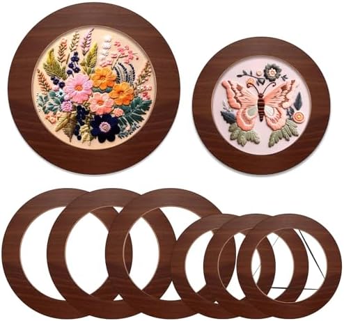 Wenqik 6 Pcs Wood Embroidery Frames for Cross Stitch, 8 Inch, 6 Inch