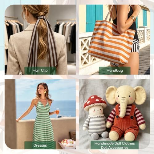 57" W Cotton Striped Fabric by the Yard, Classic Cabana Stripe Print