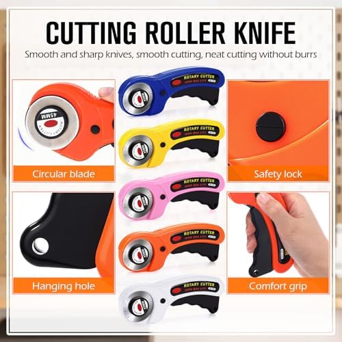 Lothee 15 Pcs Rotary Cutters 45mm Blade Bulk Fabric Cutter Rotary