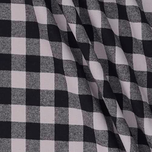 Yarn Dyed Flannel Small Buffalo Check Grey, Fabric by the Yard