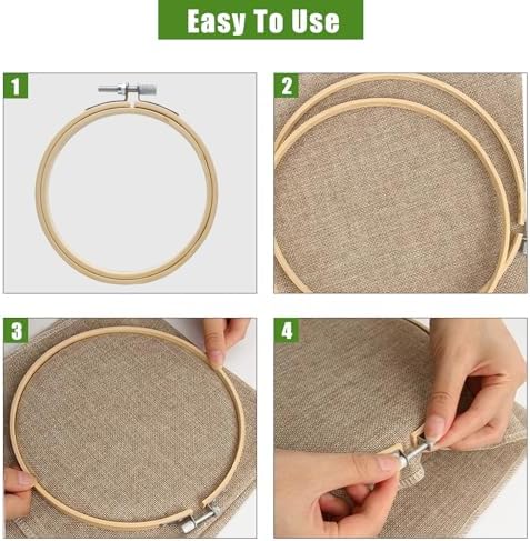 Biaungdo 2 Pcs Bamboo Embroidery Hoops 4 & 6 Inch, Wooden Cross Stitch