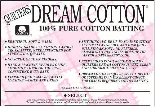Quilter's Dream Cotton White Batting - Select -Mid-Loft - Twin