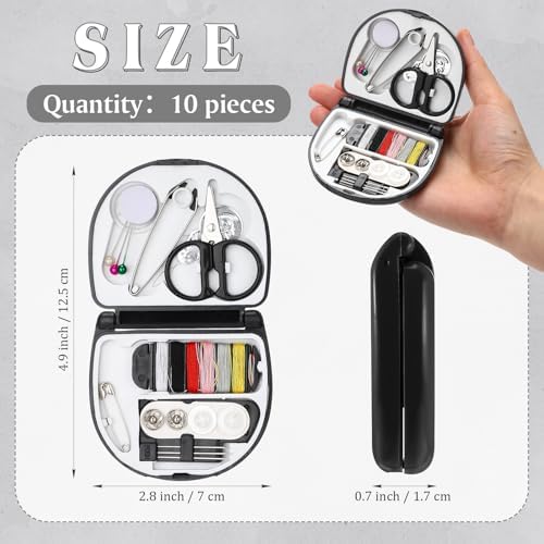 Yuxung 10 Pcs Mini Travel Sewing Kit with Thread Scissor Needle, Black