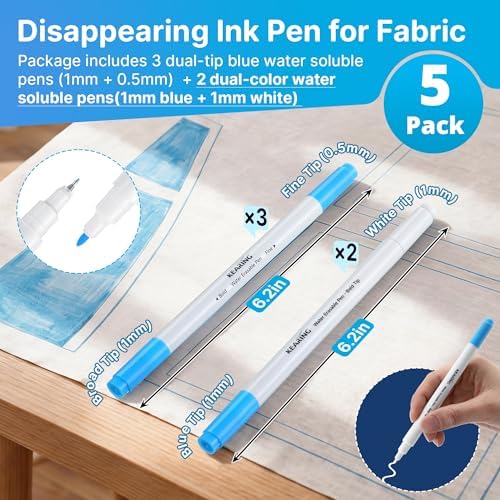 Avenuebool Fabric Markers for Sewing, 5 Count Pack, Water Soluble