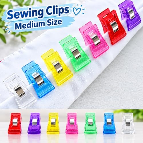 Sewing Clips Fabric Clips, Medium Size 50 PCS Quilt Clips in Clear Box