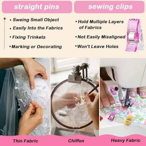 50Pcs Sewing Clips & 400PCS Sewing Pins with Box, Assorted Colors