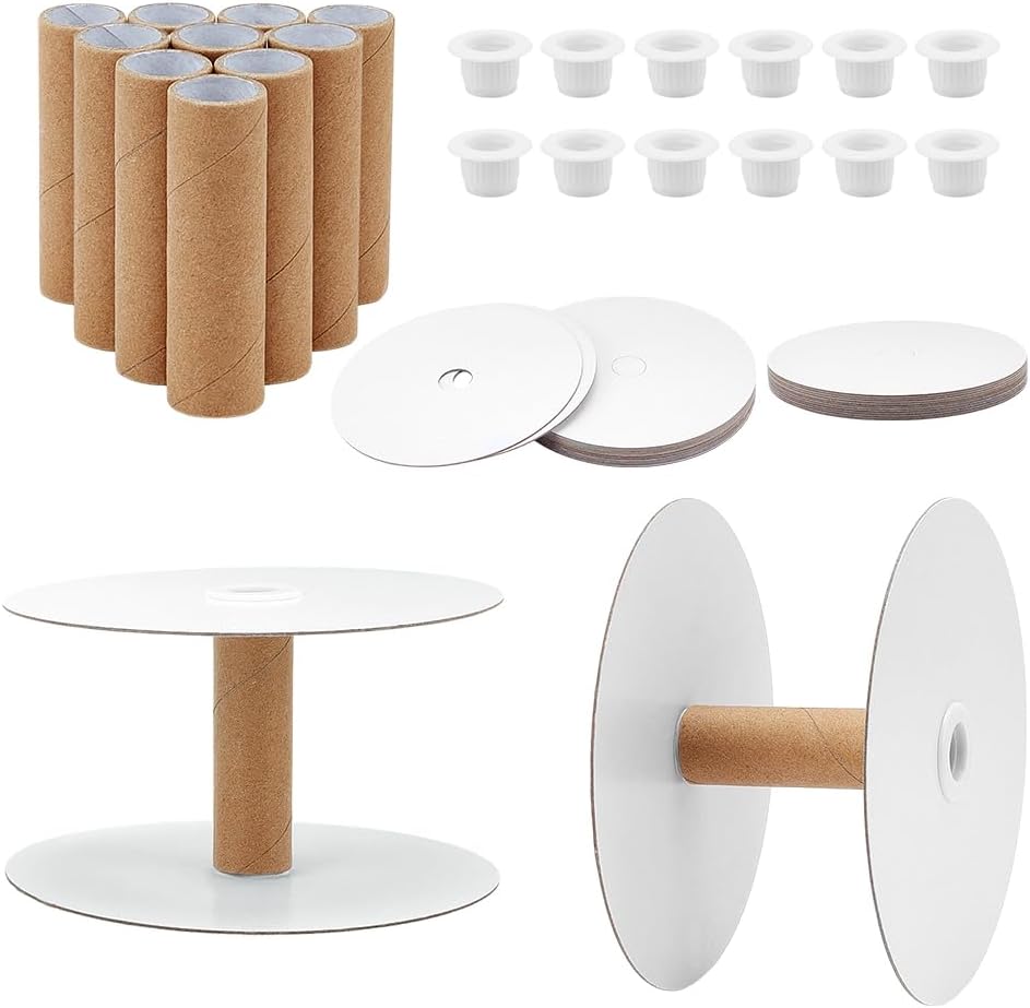 PH PandaHall 12pcs Paper Ribbon Spools, Empty Cord Thread Storage