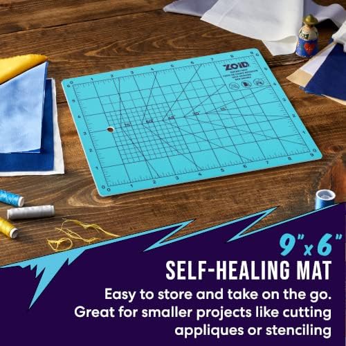 Zoid 9" x 6" Self-Healing Cutting Mat, PVC Grid Mat, Crafting and