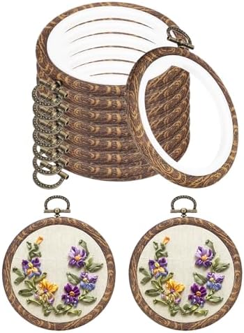 PATIKIL 3inch Embroidery Hoops, 10Pieces Imitated Wood Circle Frame