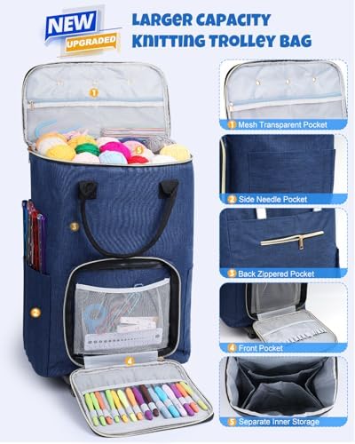 Coopay Portable Crochet Bag, Extra Large Yarn Storage for Crochet