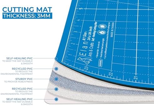 Elan Self Healing Cutting Mat 9x12 Inch, Blue Craft Board A4