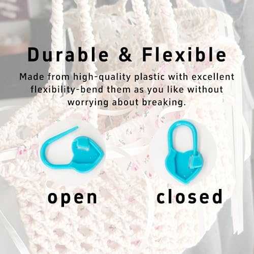 500PCS Plastic Crochet Stitch Markers, Heart Shape Locking Needle