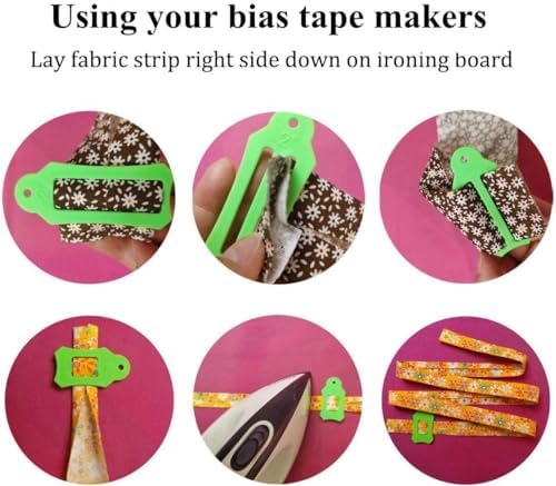 Bequilter Fabric Bias Tape Maker Tools Set of 15 Size Fabric Sewing