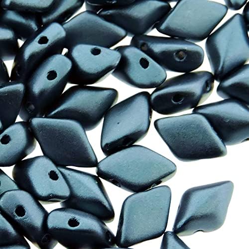 Czech Glass GemDuo Beads, 2-Hole Diamond Shaped Beads 5x8mm, 10 Grams