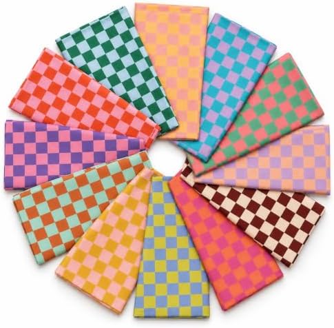 FYSUIMU 12 Pcs Plaid Cotton Fabric Bundles Fat Quarters Colorful