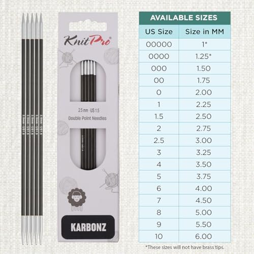 KnitPro Karbonz Double Pointed Needles 8" (20cm) | US Size 1.5 (2.5mm)