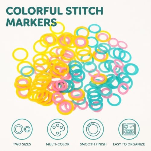 120 Pcs Mixed 2 Size Multi-Colored Stitch Marker Rings for DIY