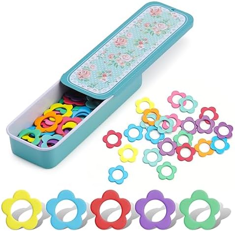 Jmuiiu Flower Metal Stitch Markers, 50Pcs Metal Crochet Stitch Markers