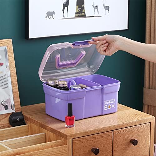 Kinsorcai 11'' Plastic Box Organizer with Removable Tray, Sewing Box