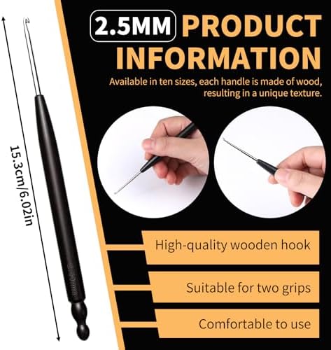 Hssugi 2.5mm Small Size Crochet Hooks Ergonomic Crochet Hook for