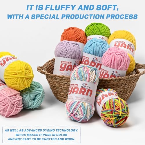 Plush Chunky Chenille Yarn for Crocheting, Soft Fluffy Velvet Yarn for