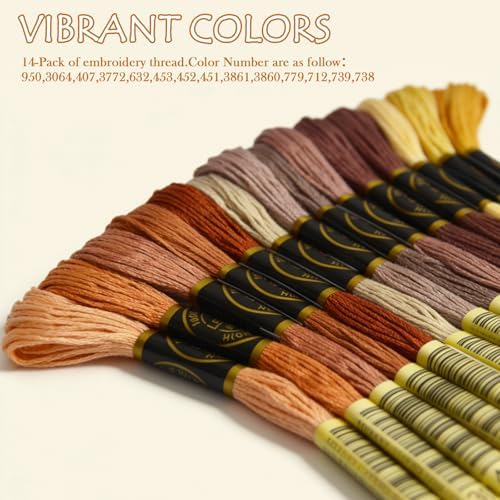 14 Skeins Rainbow Color Embroidery Floss- Cross Stitch Threads