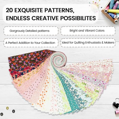 Craftido-20 Options-100% Cotton Jelly Roll Fabric Precut Strips for