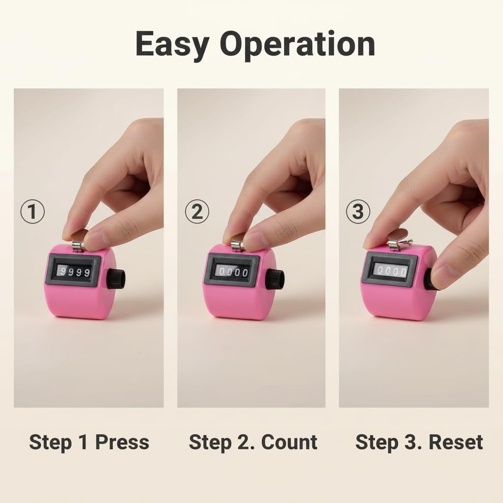 Hand Tally Counter - 4 Digit Mechanical Clicker Counter for Knitting