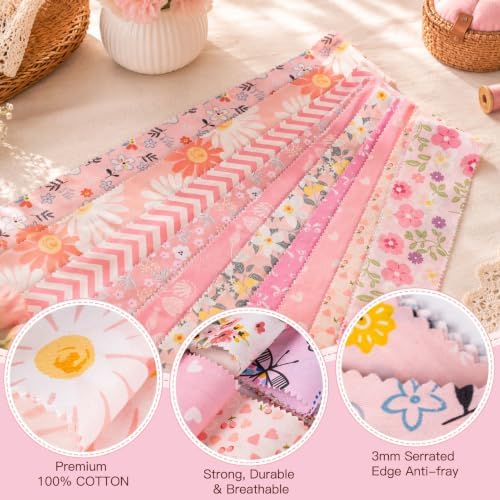 Biutee 40Pcs Jelly Roll Fabric Strips for Quilting, 20 Pink Options
