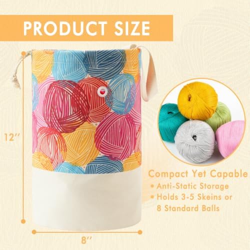 YAWIKO Yarn Bag, Multi-Functional Crochet Bag Organizer, Canvas Yarn