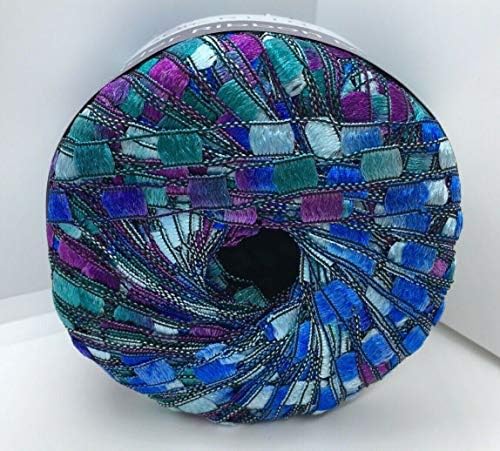 Berlini Ladder Ribbon Maxi Yarn #129 Peacock - Teal Blue Violet