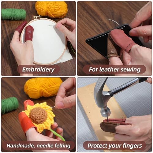Elegaperma 20pcs Leather Thimbles for Hand Sewing Leather Finger