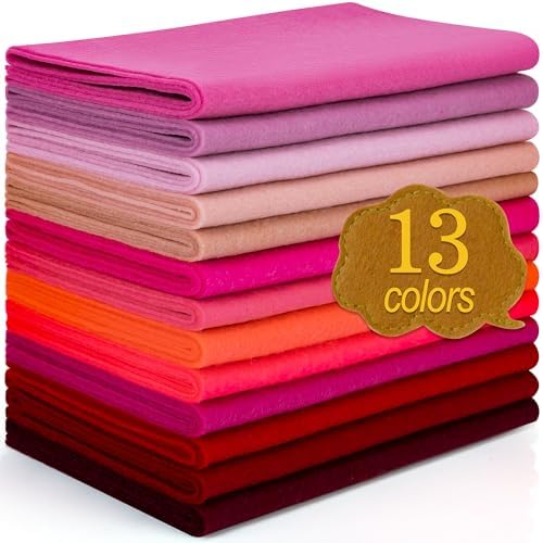 XSEINO 13 Rolls 8"x35" 1.4mm Thick Soft Felt Fabric Sheet 13 Assorted