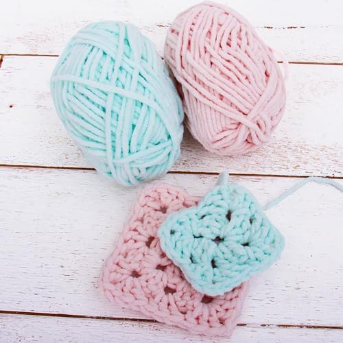 ThreadArt 5 Pack Chenille Yarn Set for Crochet, #5, Bright Colors