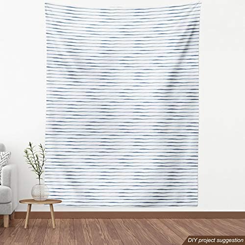 Ambesonne Harbour Stripe Fabric by The Yard, Abstract Brushstroke