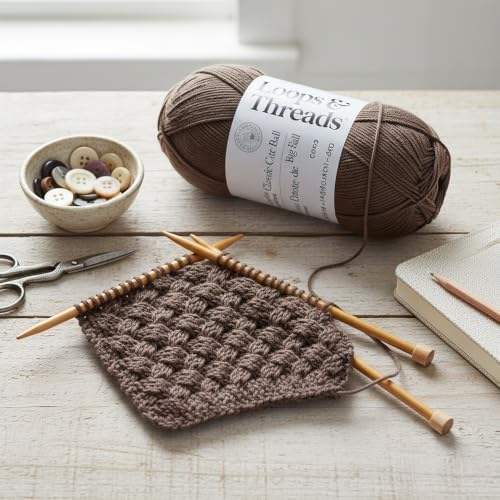 Loops & Threads Classic Cotton Big Ball Solid Yarn for Knitting