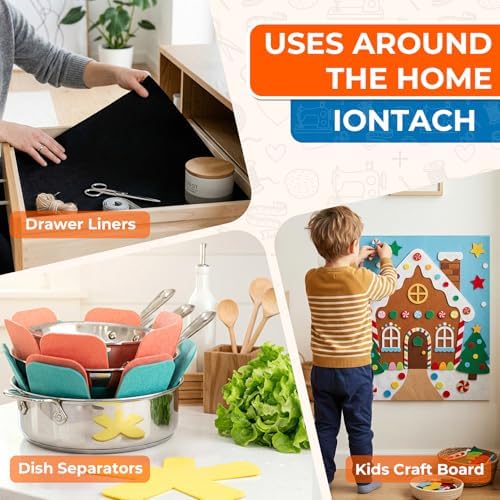 IONTACH 18" X 18" Soft Felt Sheets 1.6mm Thick (2 Packs, Black)