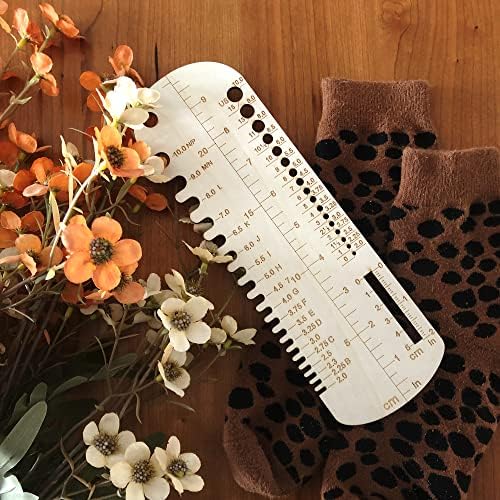 UPTTHOW Sock Ruler Knitting Crochet Size Measurement Hook Gauge