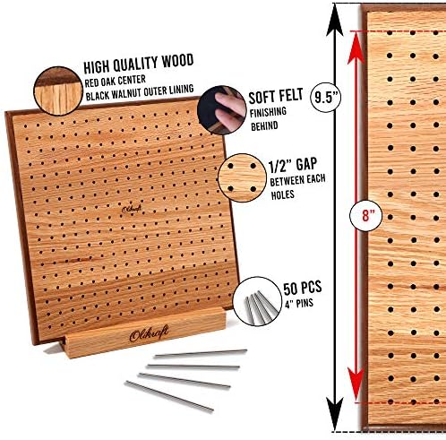 Olikraft 8-inch Red Oak Crochet Blocking Board with 50 Pins and 16oz