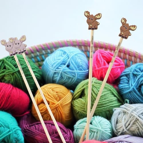 10 Pack Colorful Deer Knitting Needle Stoppers